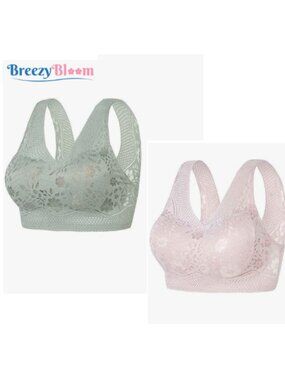 Lace, Breathable, Wirefree Bra Set of 2 (Sz XXL)